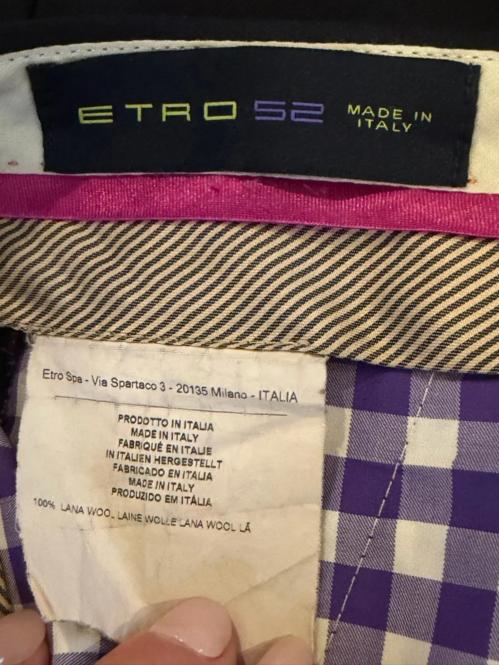 ETRO Men's Flat-Front Navy Wool Dress Pants Trousers Made in Italy